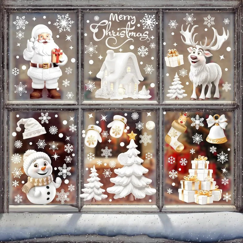 Reusable Christmas Window Clings – Santa Xmas Decals Window Clings Decals PLUSH
