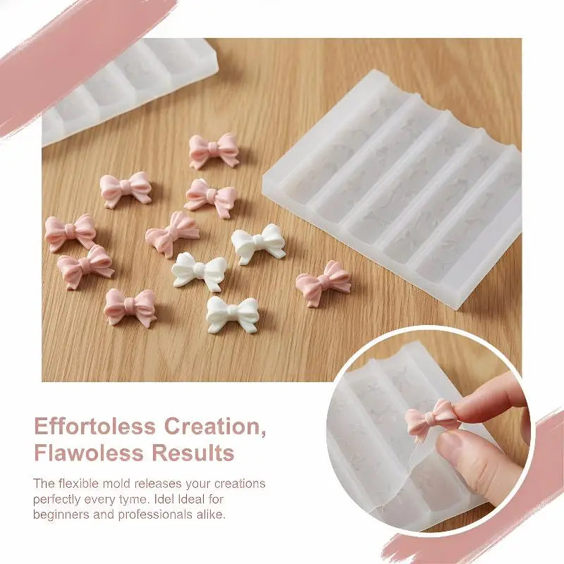 3D Bowknot Silicone Nail Art Mold – Ribbon Lace DIY Bows Nail Art Mold PLUSH