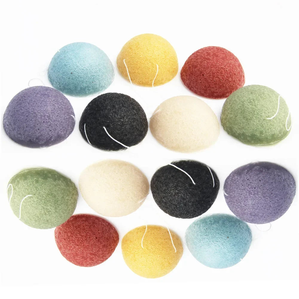 Natural Konjac Face Cleansing Sponge 4-Pack – Gentle Exfoliator Facial Cleansing Sponge PLUSH 4pcs Random Color