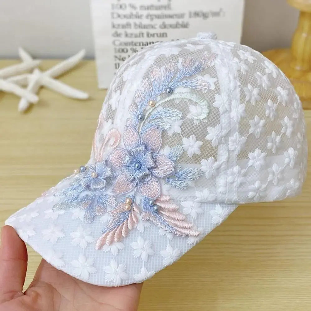 Women's Breathable Floral Lace Baseball Cap – Quick-Dry Hat Women's Baseball Cap PLUSH