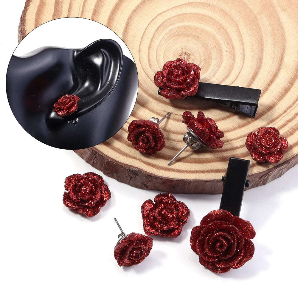 20pcs Rose Flower Resin Cabochons – Flat Back DIY Jewelry Resin Cabochons PLUSH