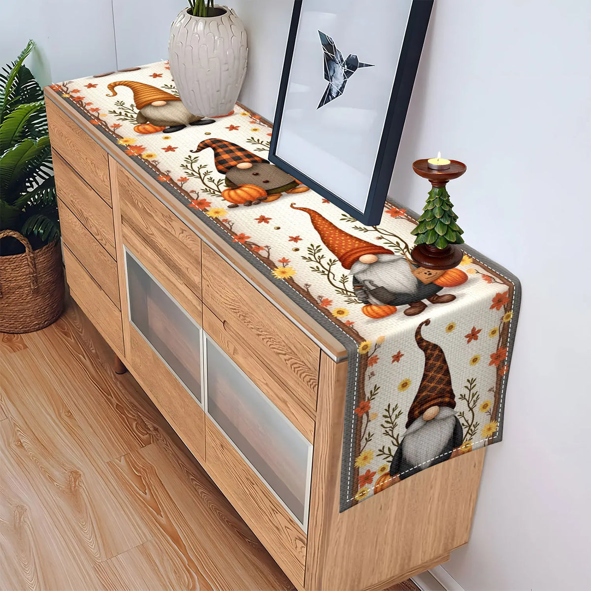 Autumn Elf Pumpkin Table Runner | Fall Thanksgiving Décor Seasonal Table Runner PLUSH