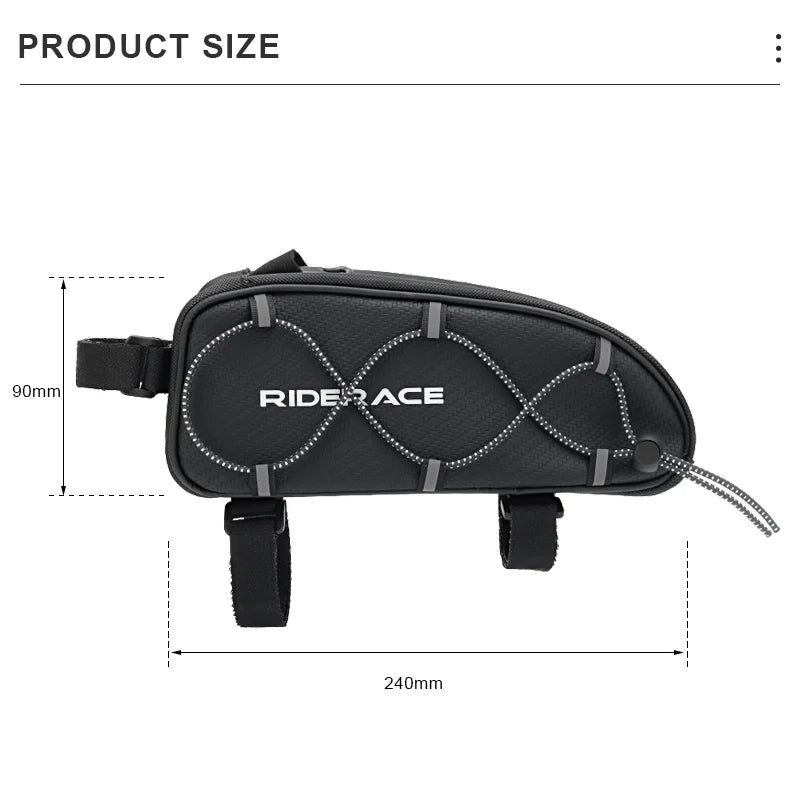 RIDERACE Waterproof Bike Top Tube Bag – MTB & Road Cycling Bike Frame Bag PLUSH