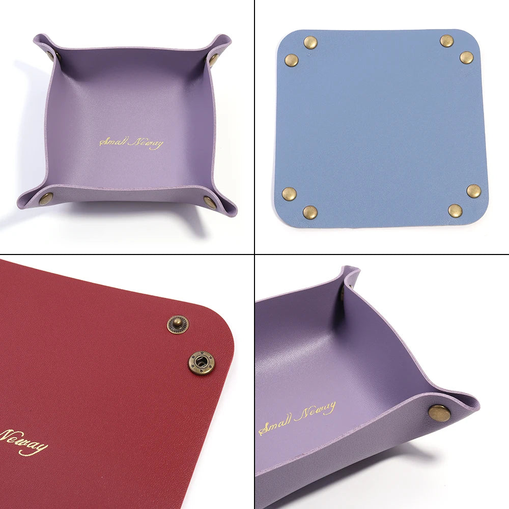 Foldable PU Leather Desktop Tray – Jewelry & Key Organizer Desktop Storage Tray PLUSH