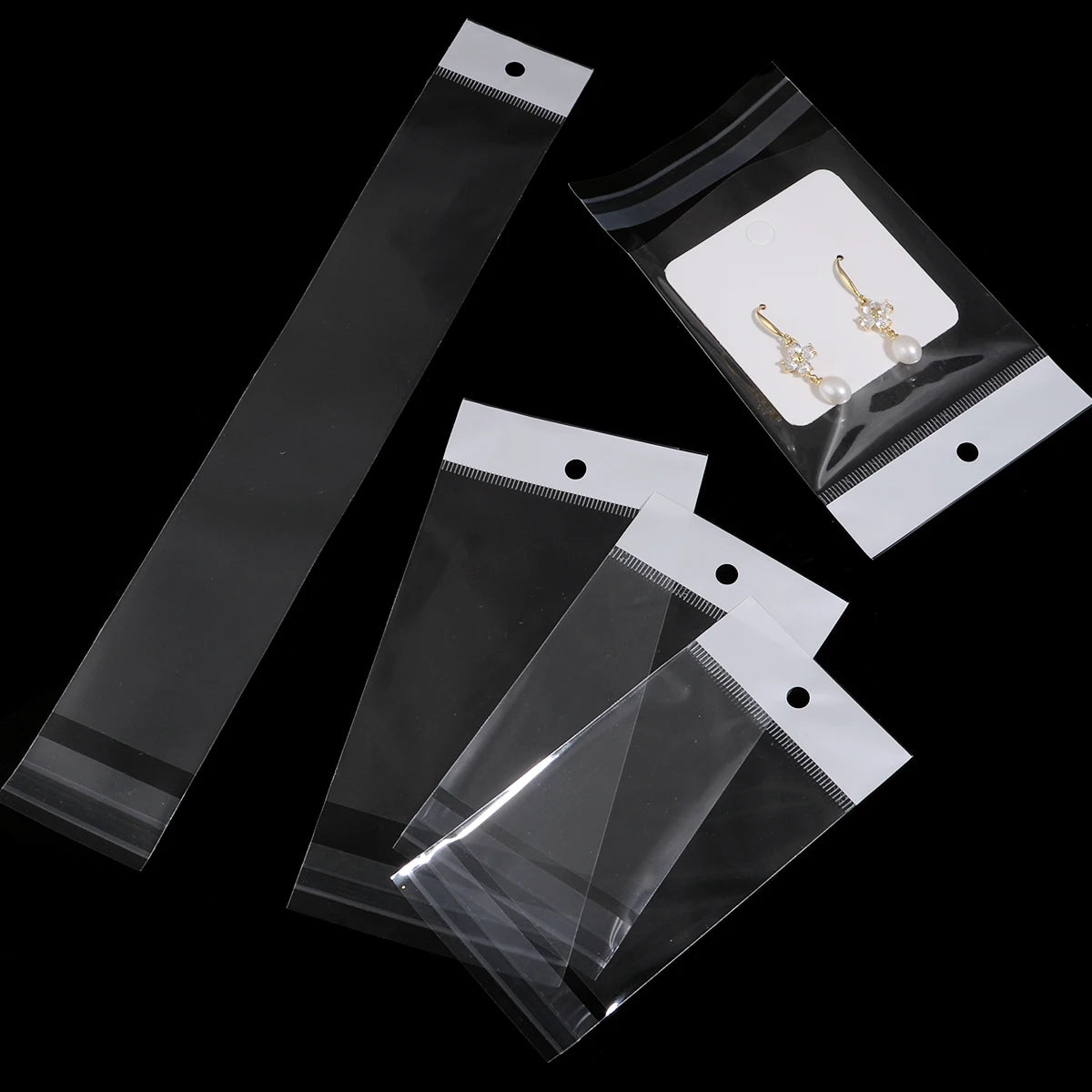 50pcs Clear OPP Self-Adhesive Bags with Hang Hole – Jewelry Pouches Jewelry Packaging Bags PLUSH