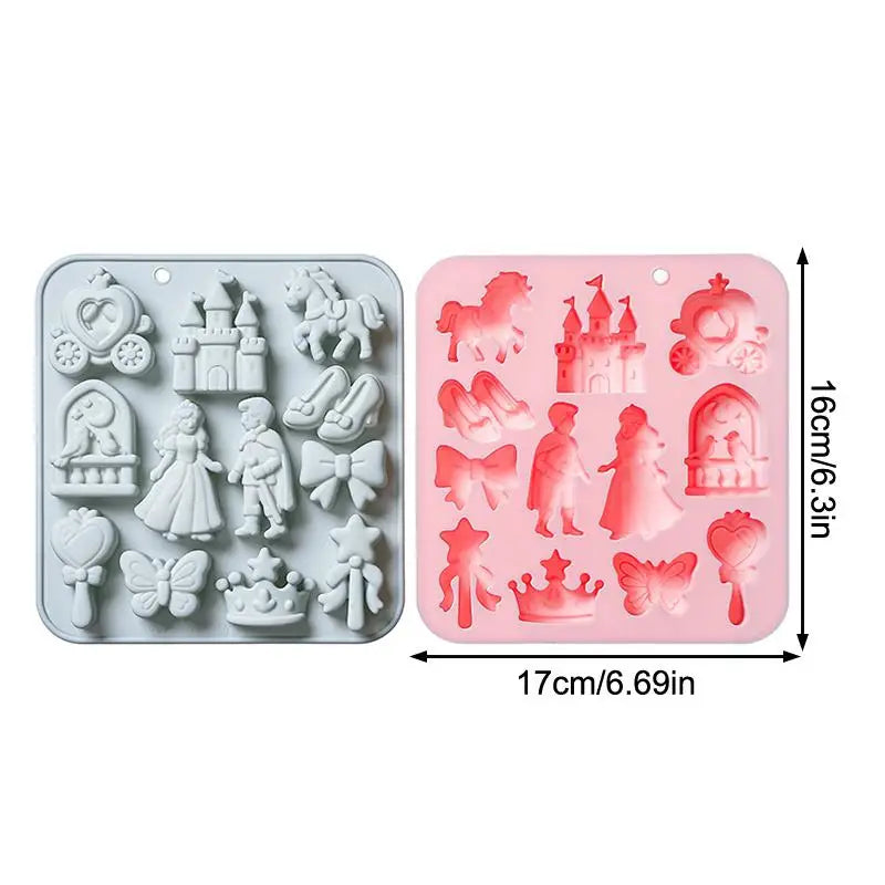 12-Cavity Princess Castle Silicone Mold – Fondant & Chocolate Silicone Baking Mold PLUSH