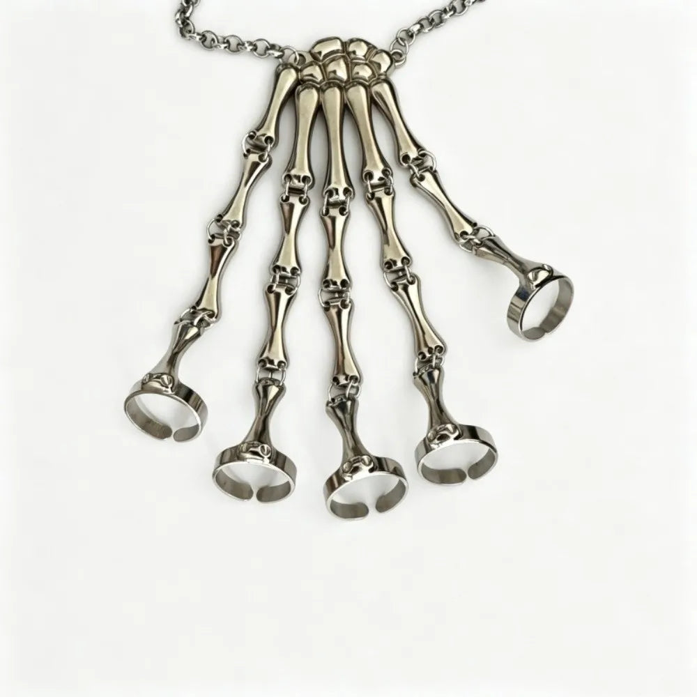 Gothic Skeleton Claw Five-Finger Bracelet – Adjustable Metal Gothic Claw Bracelet PLUSH
