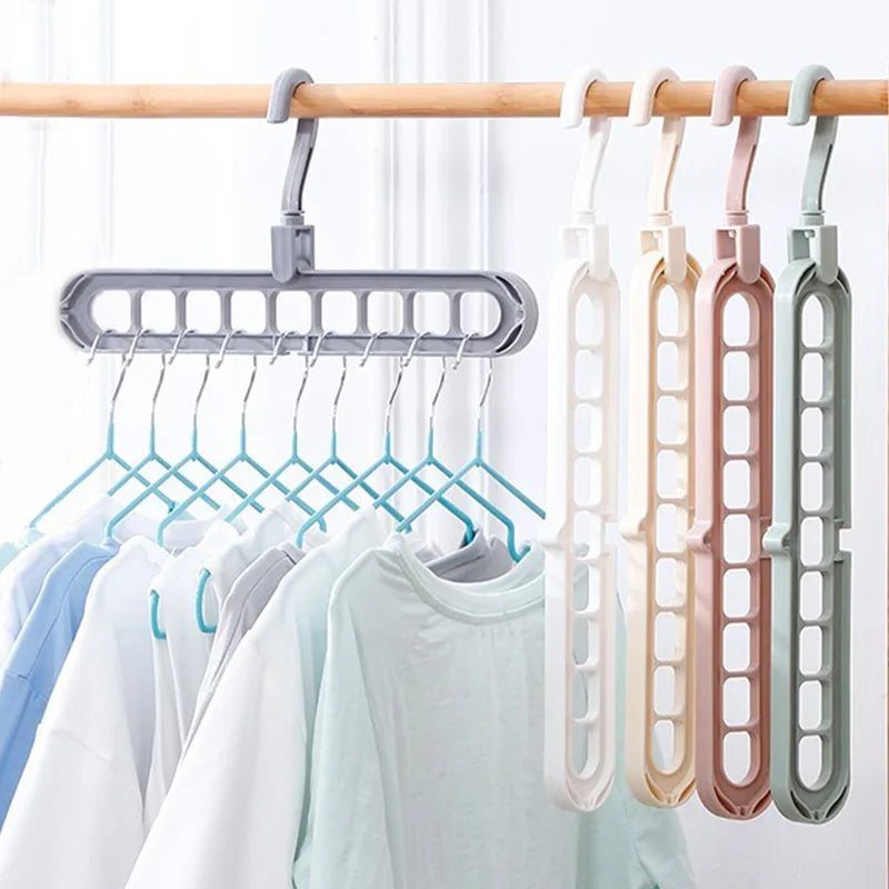 Foldable 9-Hole Closet Organizer Hanger – Space Saving Rack Closet Organizer Hanger PLUSH