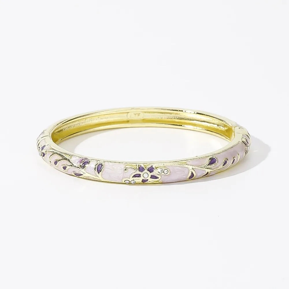 Vintage Cloisonne Enamel Floral Bangle – Ethnic Women's Bracelet Enamel Bangle Bracelet PLUSH Style 1