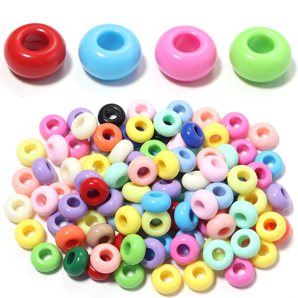 50pcs Multicolor Big Hole Acrylic Abacus Spacer Beads – DIY Acrylic Spacer Beads PLUSH