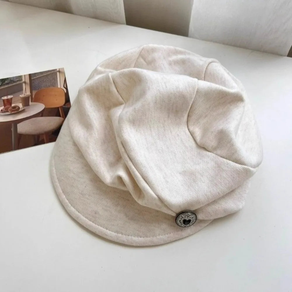 Women's Solid Color Newsboy Beret Octagonal Hat | All Seasons Newsboy Beret Hat PLUSH