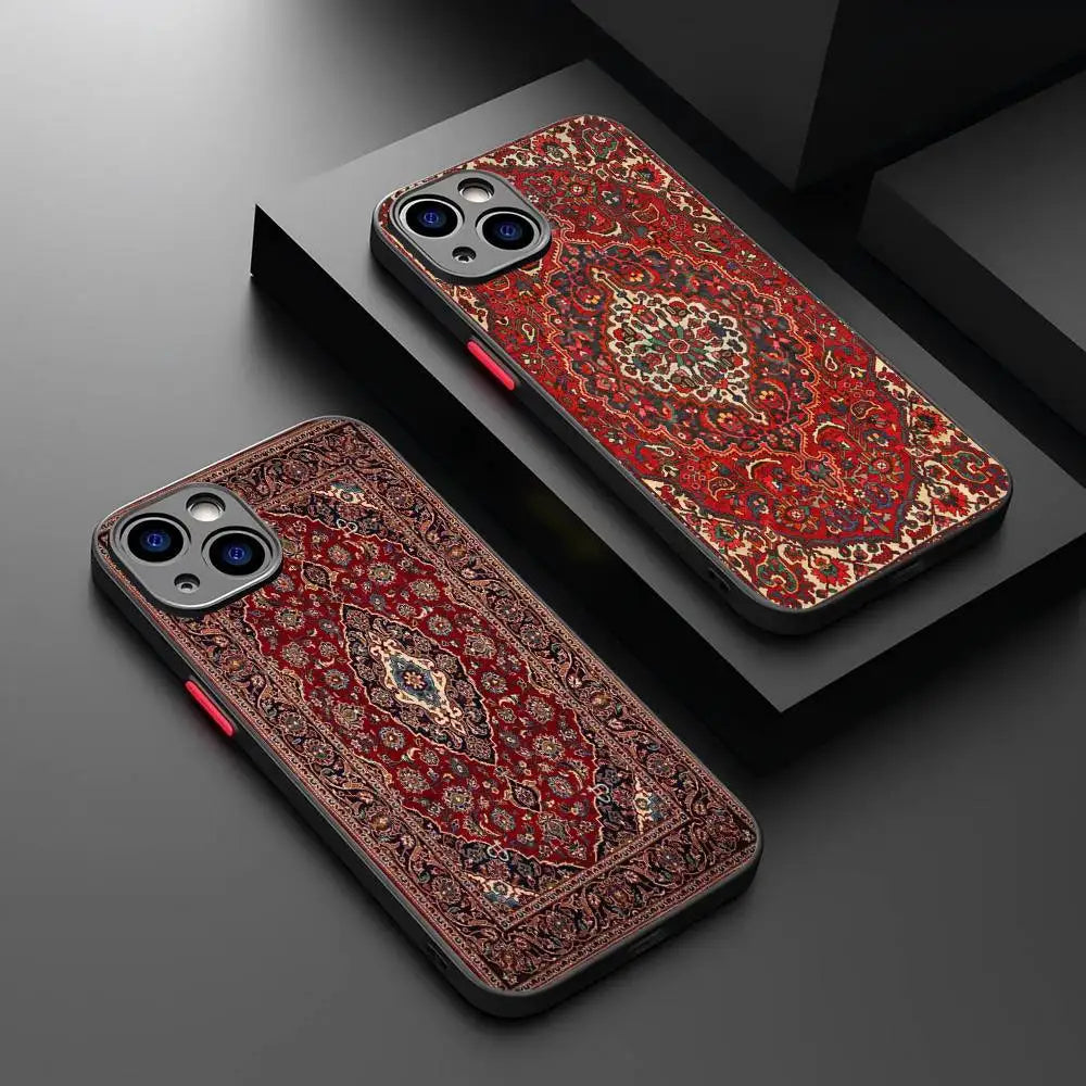 Persian Carpet Floral iPhone Case – Shockproof Matte Cover Phone Case PLUSH