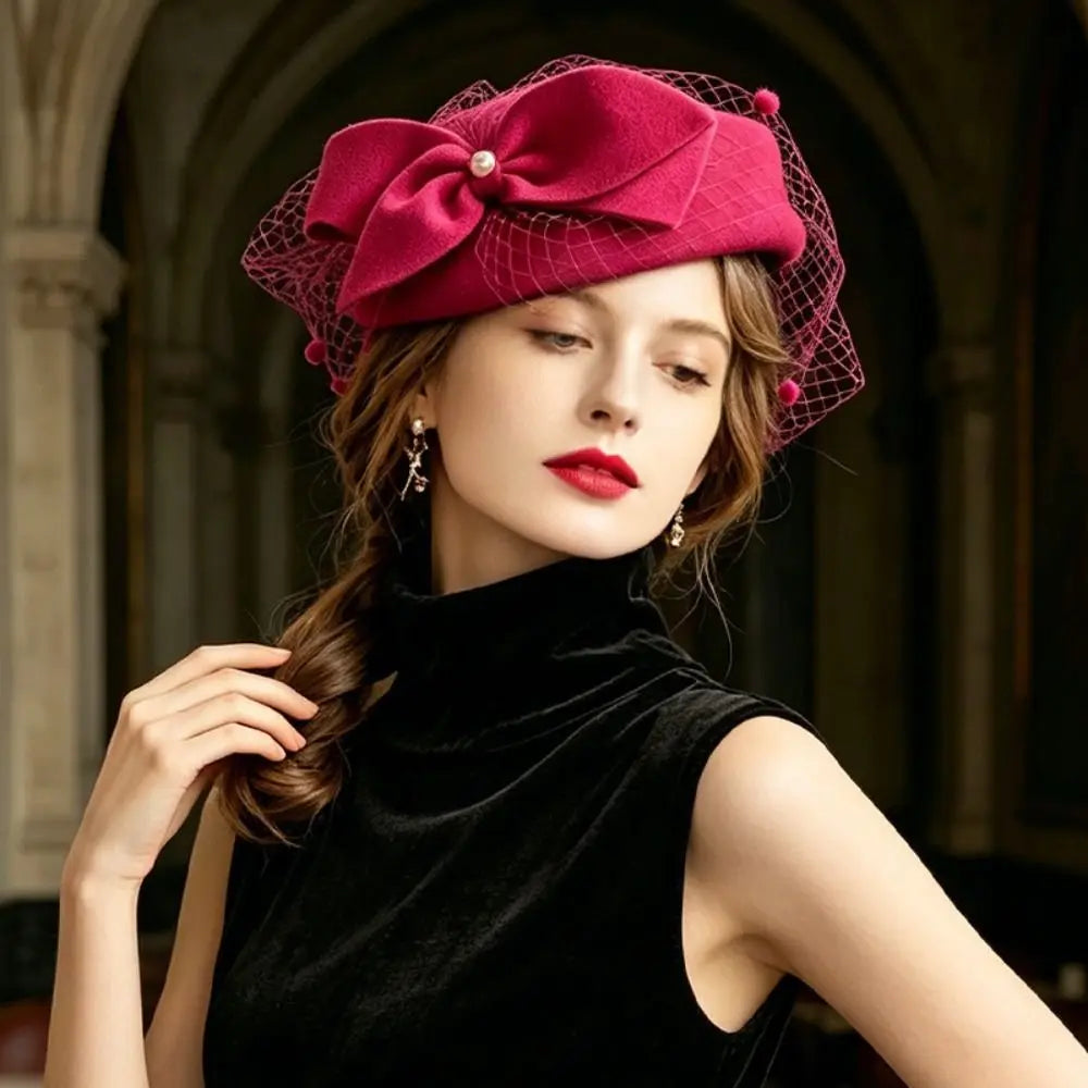 Women's Elegant Pearl Bow Fedora Top Hat | Party & Fashion Women's Fashion Hat PLUSH