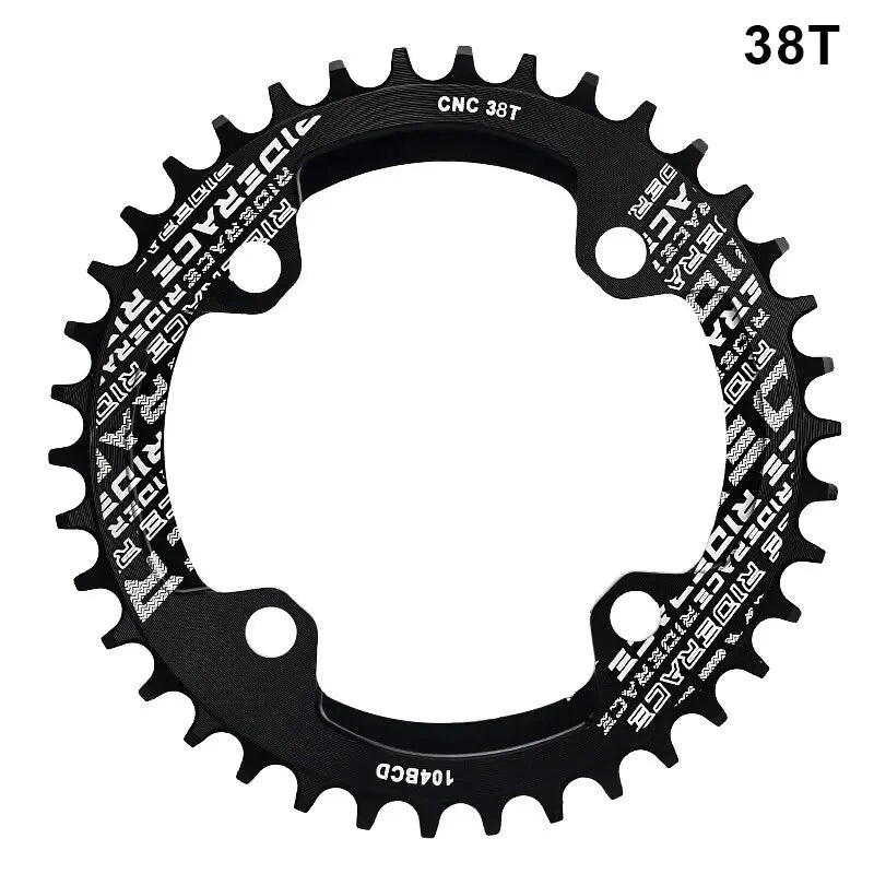 RIDERACE 104BCD Narrow Wide Chainring 32T-38T MTB Single Plate MTB Chainring PLUSH 38T Black