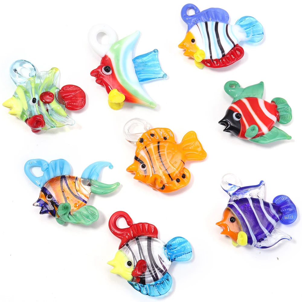 Tropical Fish Lampwork Glass Beads 2pcs – DIY Jewelry Charms Lampwork Glass Beads PLUSH