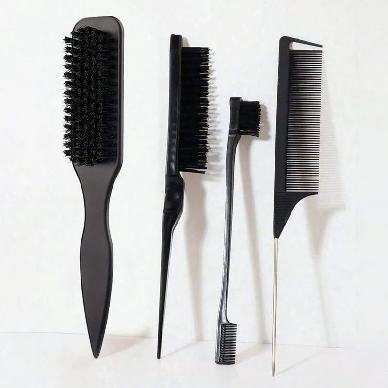 Bristle Slick Back Hair Brush – Edge Control & Ponytail Hair Styling Brush PLUSH black