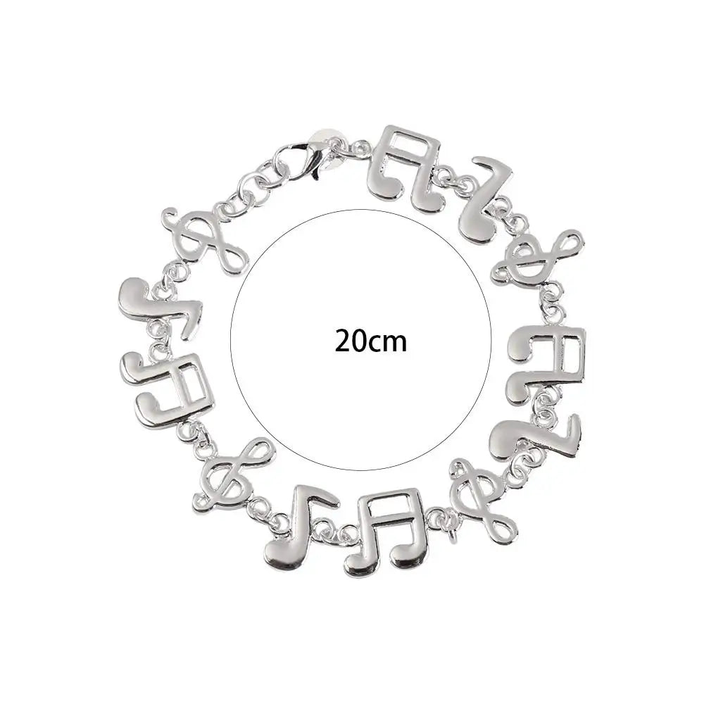 Silver Music Note Bracelet – Adjustable Unisex Bangle Chain Link Bracelet PLUSH