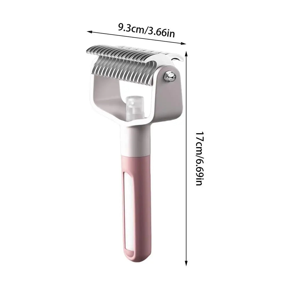 Pet Deshedding Brush – Dog & Cat Grooming Comb with Mist Pet Grooming Brush PLUSH Pinks