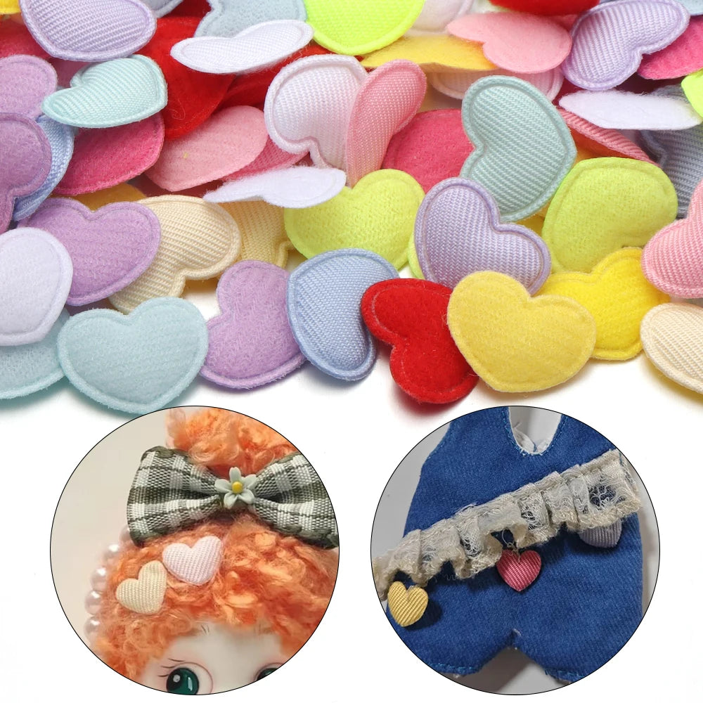 100pcs Heart Fabric Applique Patches 15x17mm – DIY Craft Fabric Applique Patches PLUSH
