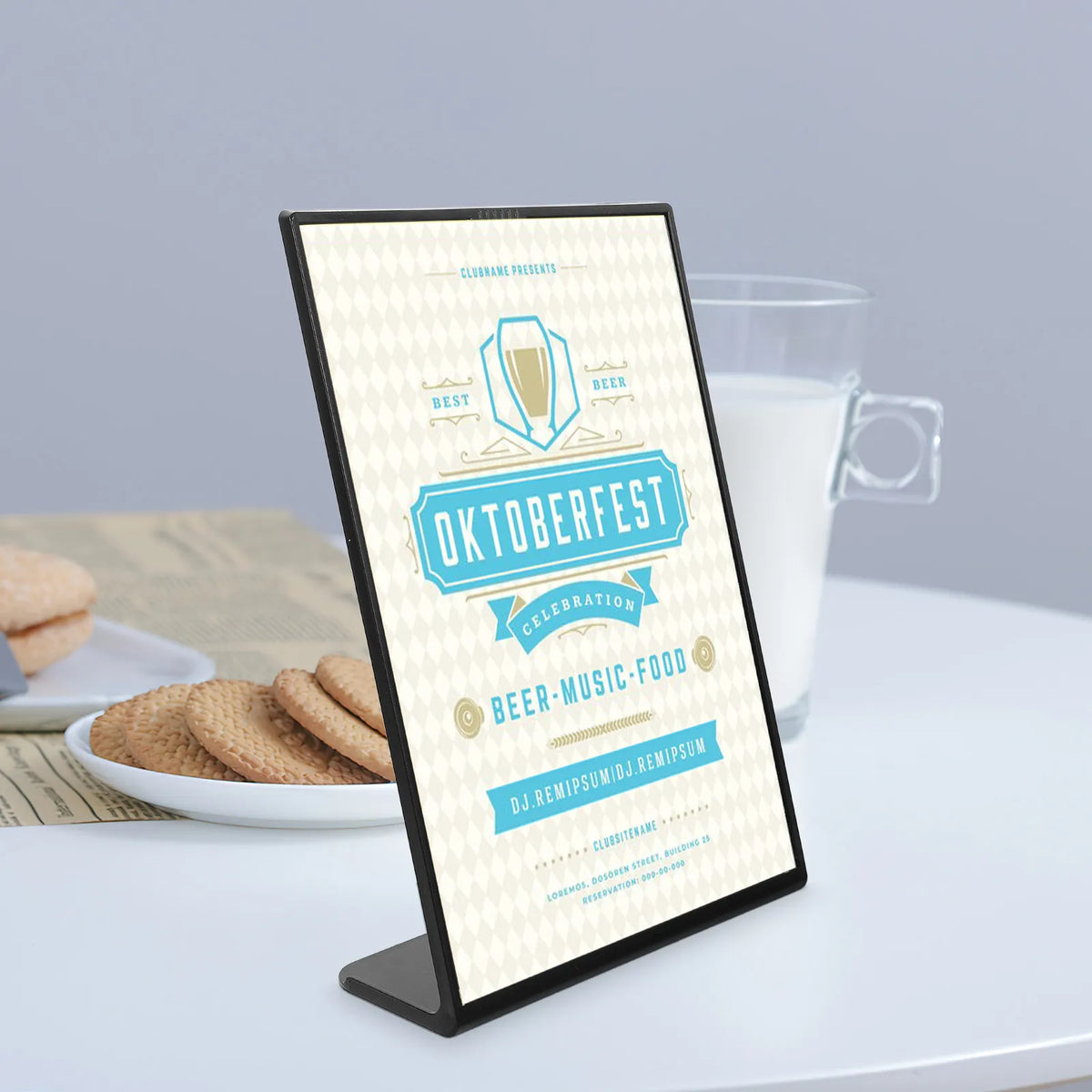 L-Shaped Clear Plastic Menu Display Stand | Tabletop Sign Holder Menu Display Stand PLUSH
