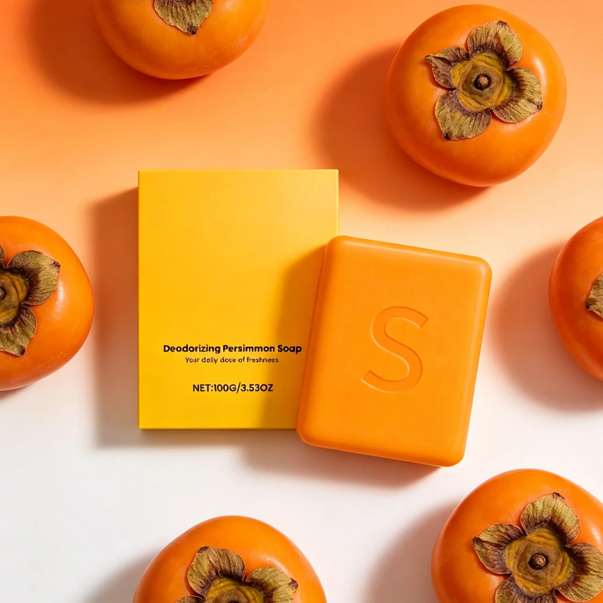 Persimmon Bath Soap Bar – Moisturizing & Rich Foam | 100g Bath Soap Bar PLUSH