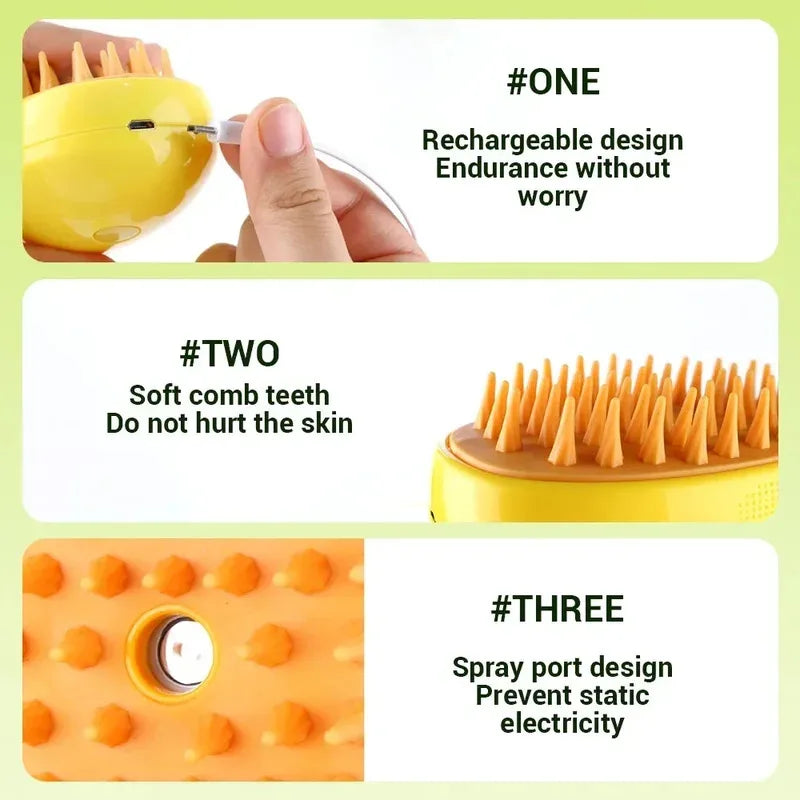 Electric Steam Spray Cat Brush – Pet Grooming & Massage Comb Pet Grooming Brush PLUSH