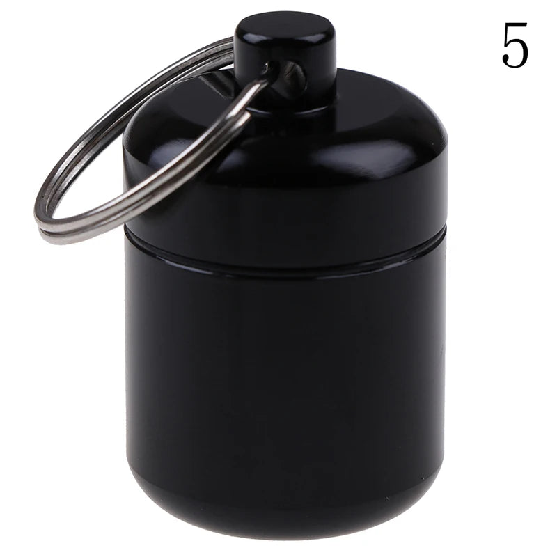 Waterproof Mini Pill Box Keychain – Aluminum Travel Case Pill Box Keychain PLUSH A