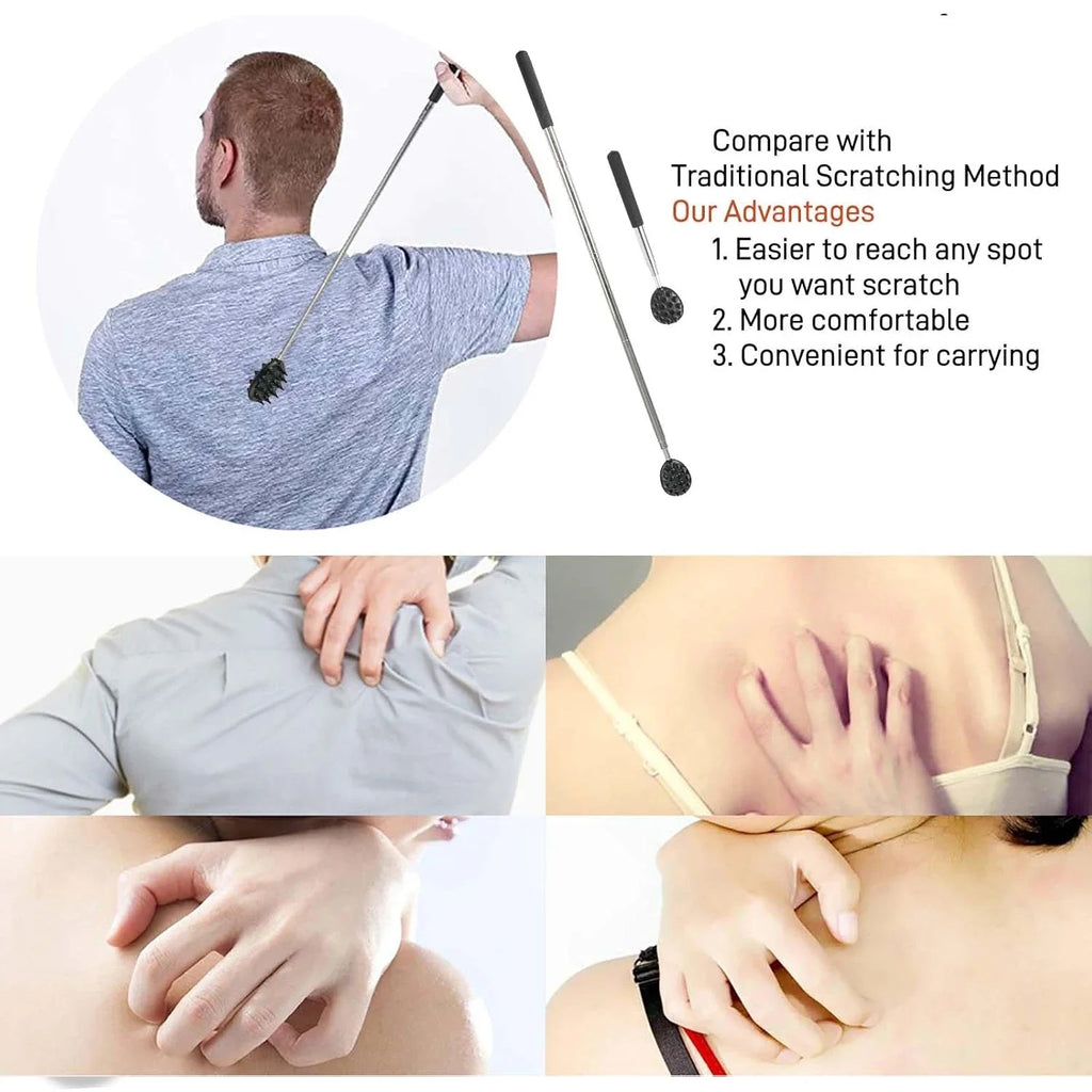 Telescoping Back Scratcher 3/5 Detachable Heads – Extendable Back Scratcher Tool PLUSH