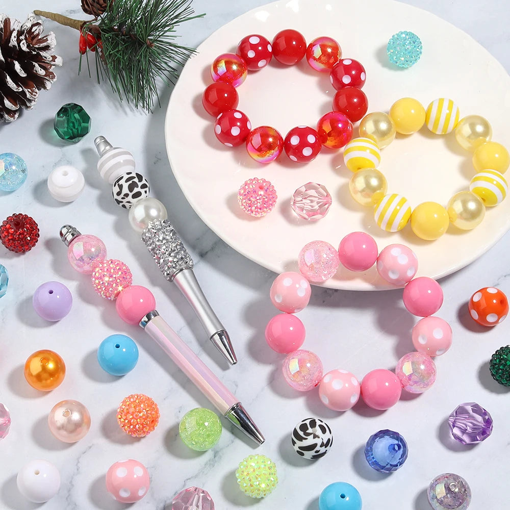 12pcs 20mm Christmas Acrylic Round Spacer Beads – DIY Jewelry Acrylic Spacer Beads PLUSH