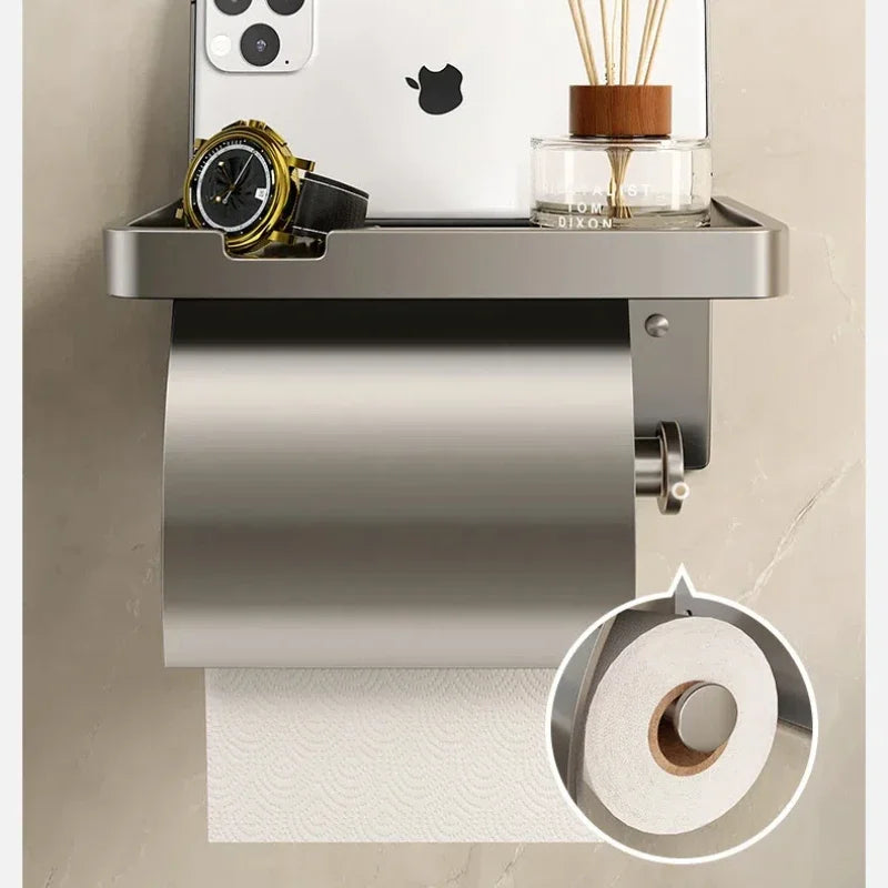 Wall Mounted Toilet Paper Holder Box – Waterproof Aluminum Toilet Paper Holder PLUSH