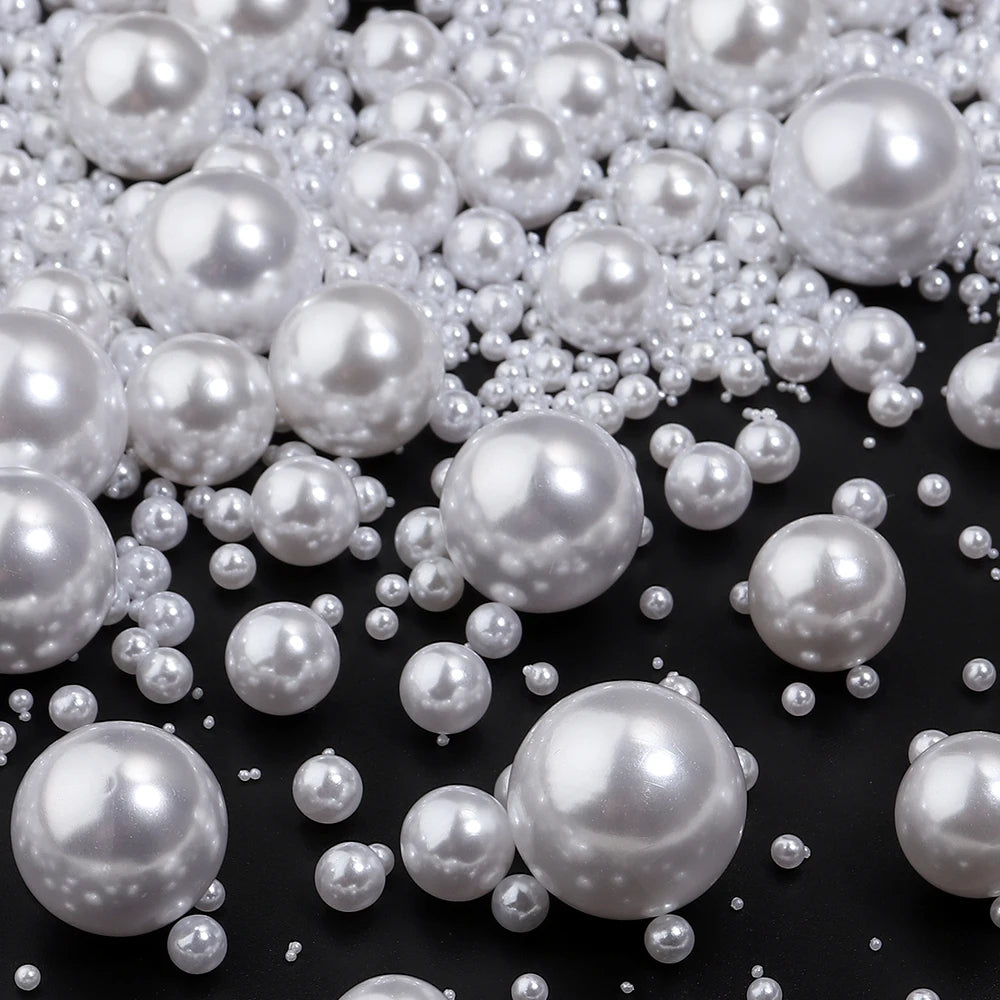 Vintage White ABS Pearl Beads No Hole – 10-1000pcs DIY Craft Loose Craft Beads PLUSH