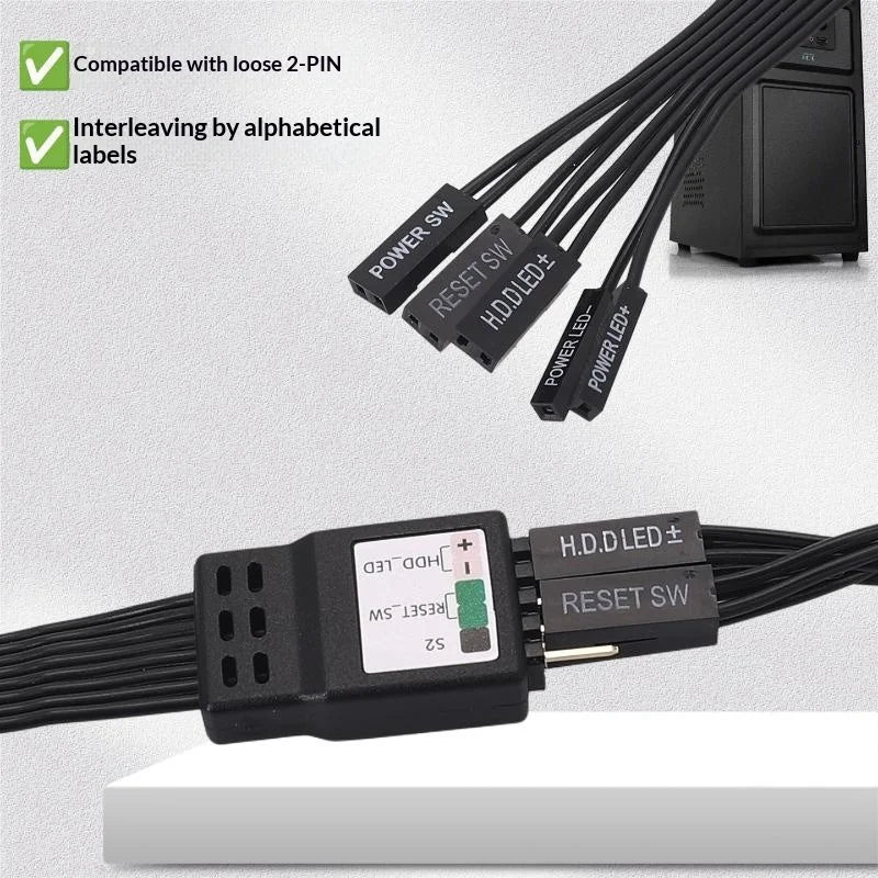 9-Pin Motherboard Front Panel Extension Flat Cable 20/30/50cm PC Header Cable PLUSH