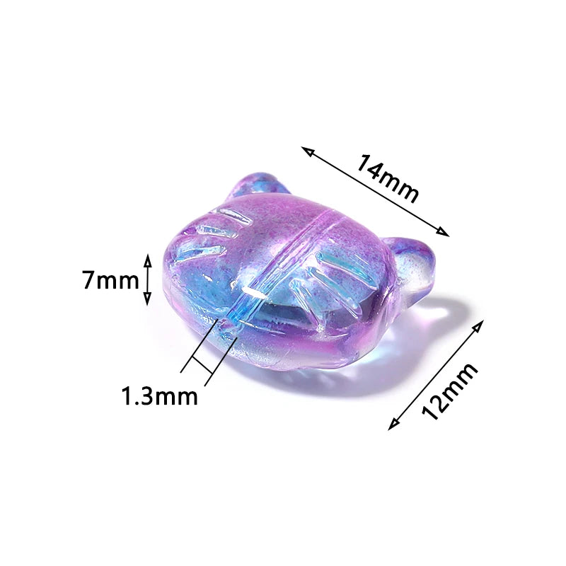 30pcs Glass Cat Head Beads 12x14mm Lampwork DIY Jewelry Lampwork Glass Beads PLUSH