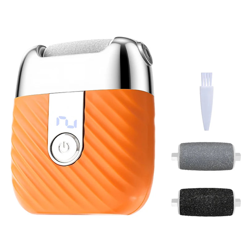 Electric Foot Callus Remover – USB Rechargeable Pedicure Tool Electric Foot File PLUSH Orange USB Type-C