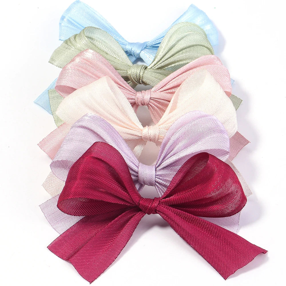 10pcs Pearlescent Polyester Bows – DIY Hair & Jewelry Making Craft Bow Embellishments PLUSH
