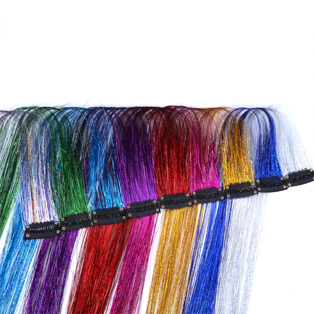 Rainbow Hair Tinsel Glitter Strands – 120pcs, 93cm Hair Tinsel Extensions PLUSH