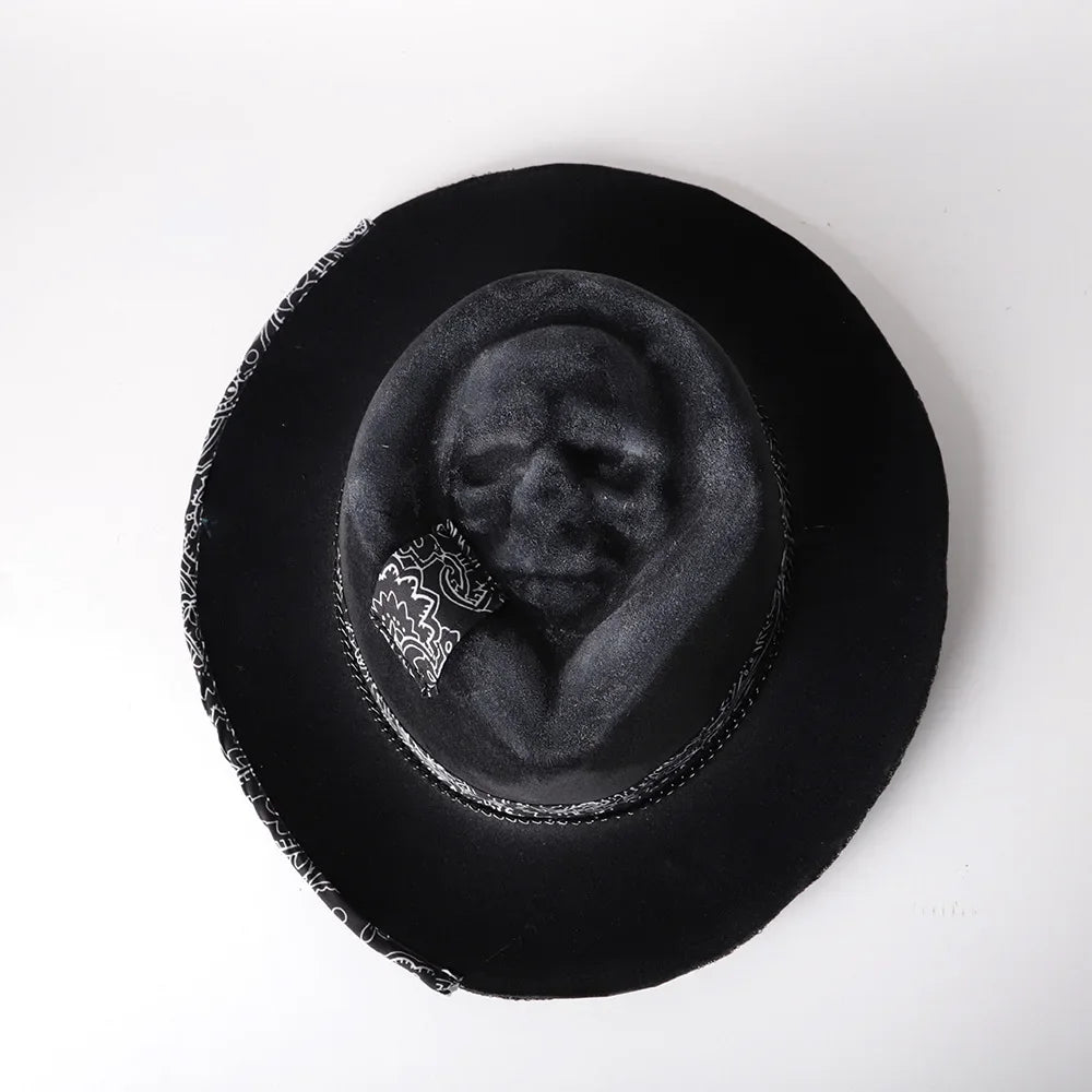 Handmade Skull Cowboy Hat | Halloween Party Costume Hat Halloween Costume Hat PLUSH