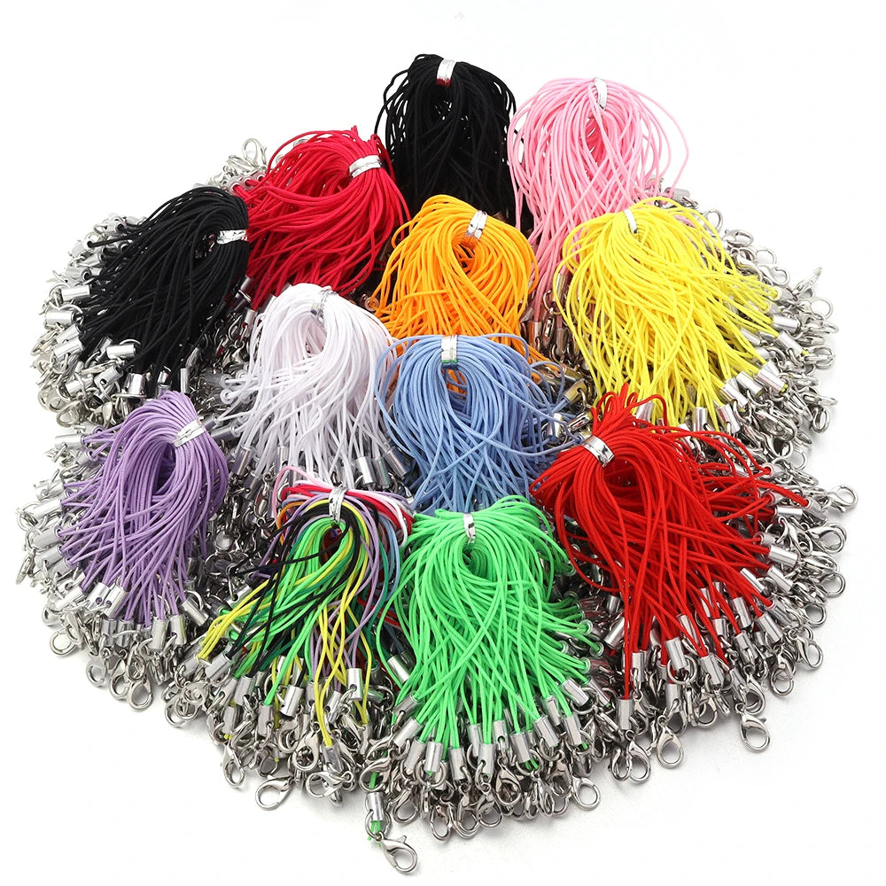 Lobster Clasp Phone Strap Polyester Cord & Jump Ring – 20-100pcs Jewelry Findings Set PLUSH