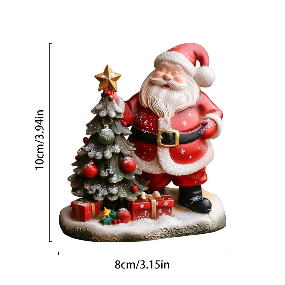Christmas Resin Ornament – Santa Claus & Tree Desktop Decor Resin Holiday Ornament PLUSH Santa Claus Tree