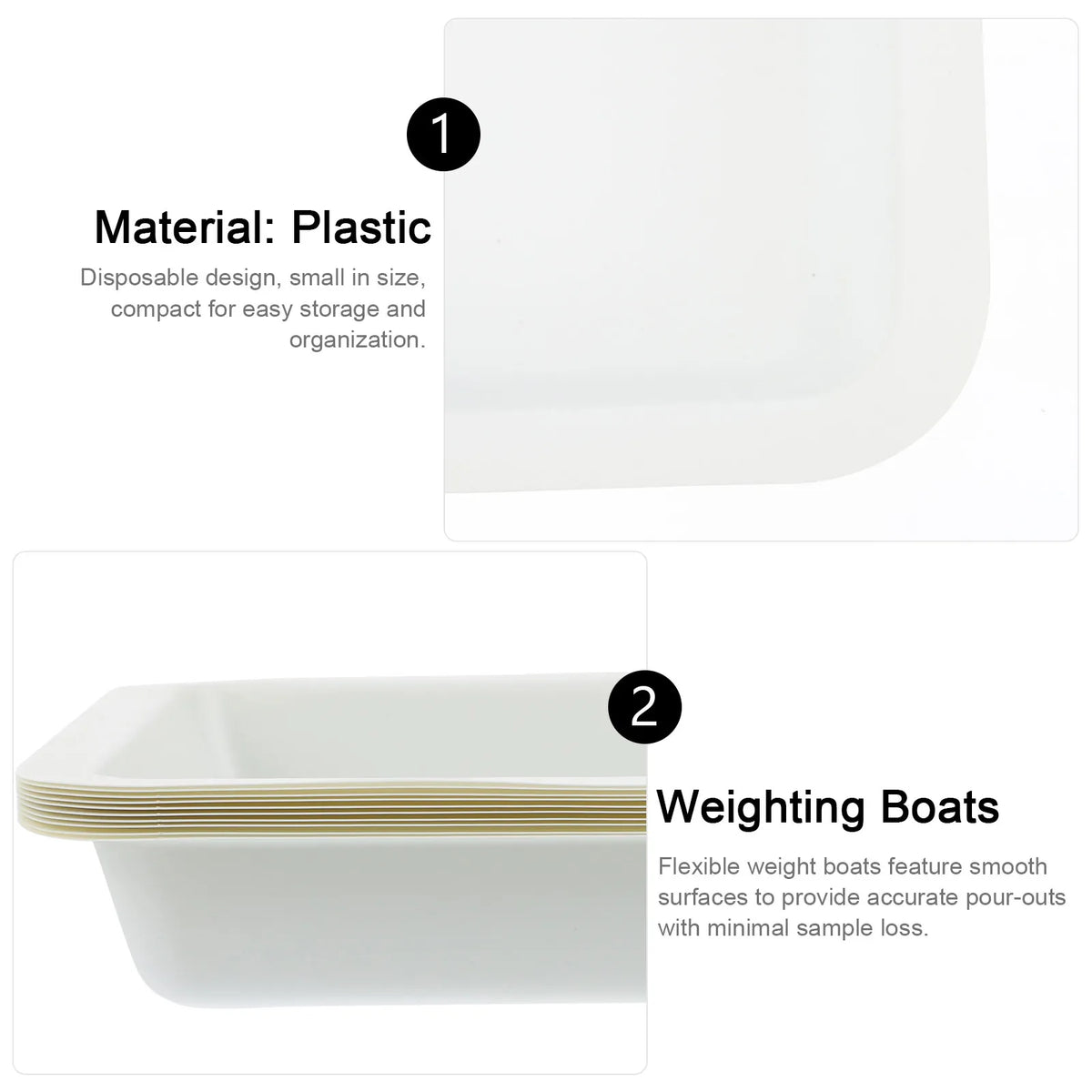 10pcs Plastic Lab Weighing Boats Trays – 250ml Disposable Lab Weighing Boats PLUSH