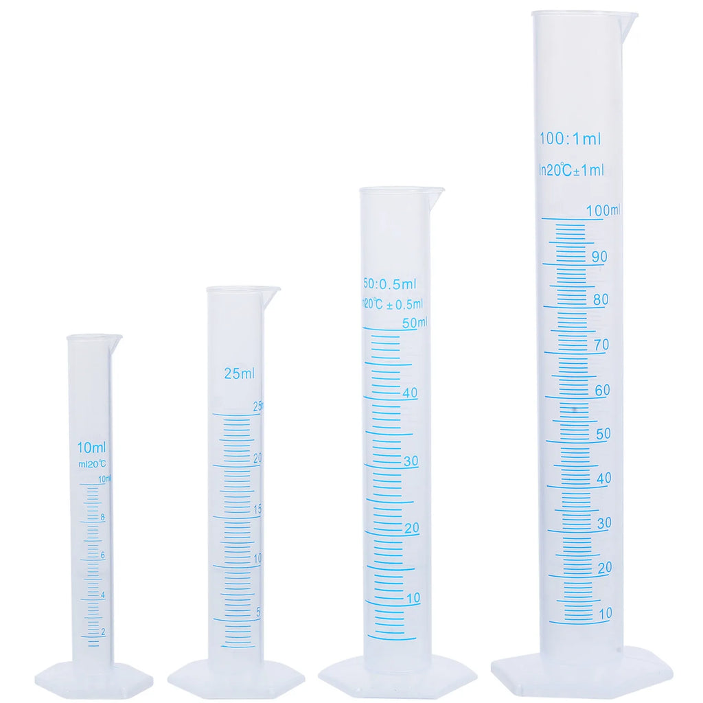 Plastic Graduated Measuring Cylinders – 4 or 5 Piece Lab Set Lab Measuring Set PLUSH
