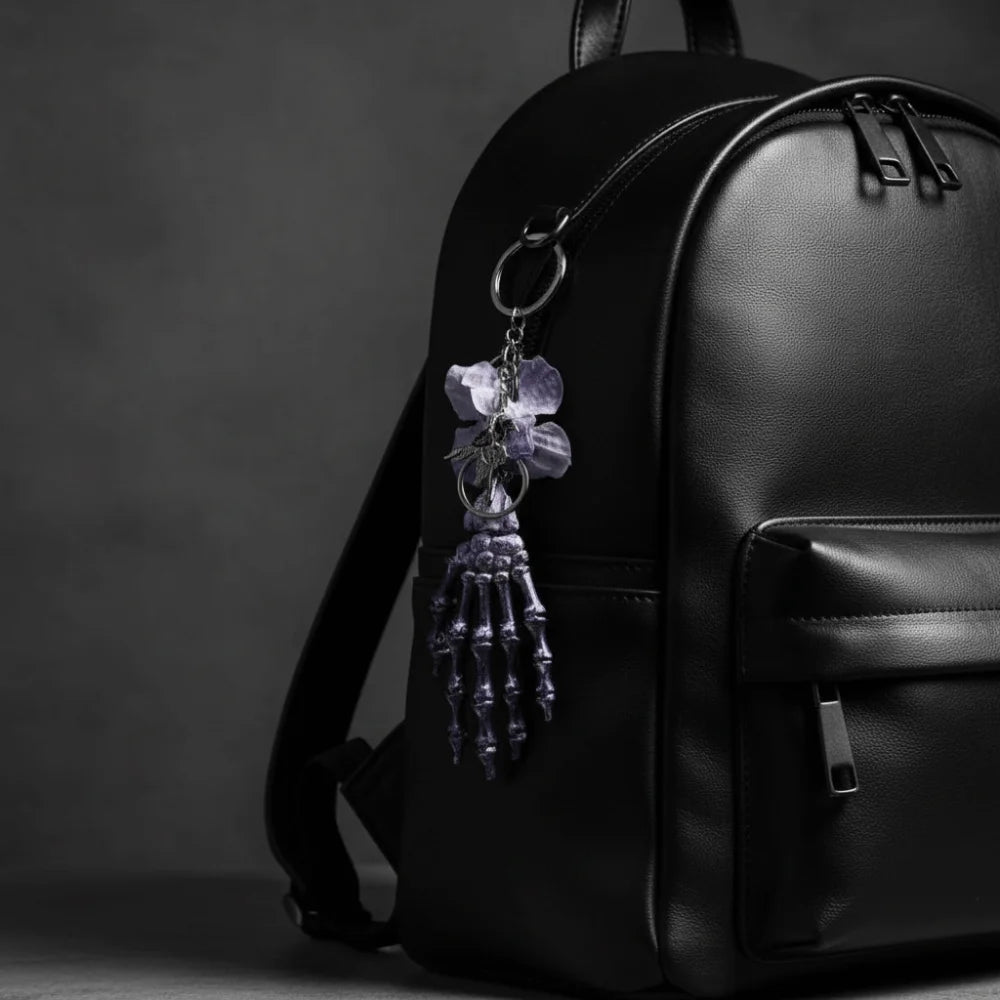 Gothic Skeleton Hand Keychain – Floral Articulated Pendant Gothic Keychain Pendant PLUSH