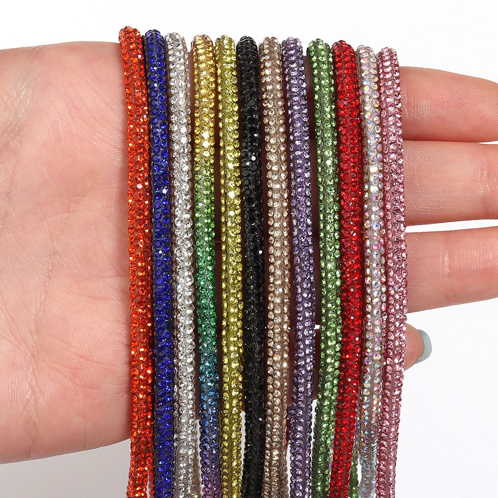 4mm Rhinestone Cord Rope with End Cap – Crystal Cup Chain DIY Rhinestone Jewelry Cord PLUSH