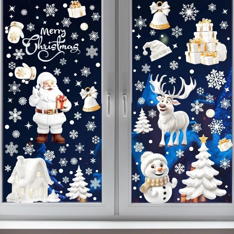 Reusable Christmas Window Clings – Santa Xmas Decals Window Clings Decals PLUSH