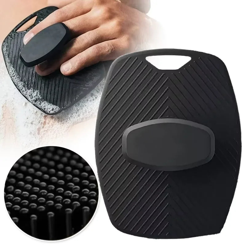 Handheld Silicone Body Scrubber – Gentle Exfoliating Bath Brush Silicone Bath Scrubber PLUSH black