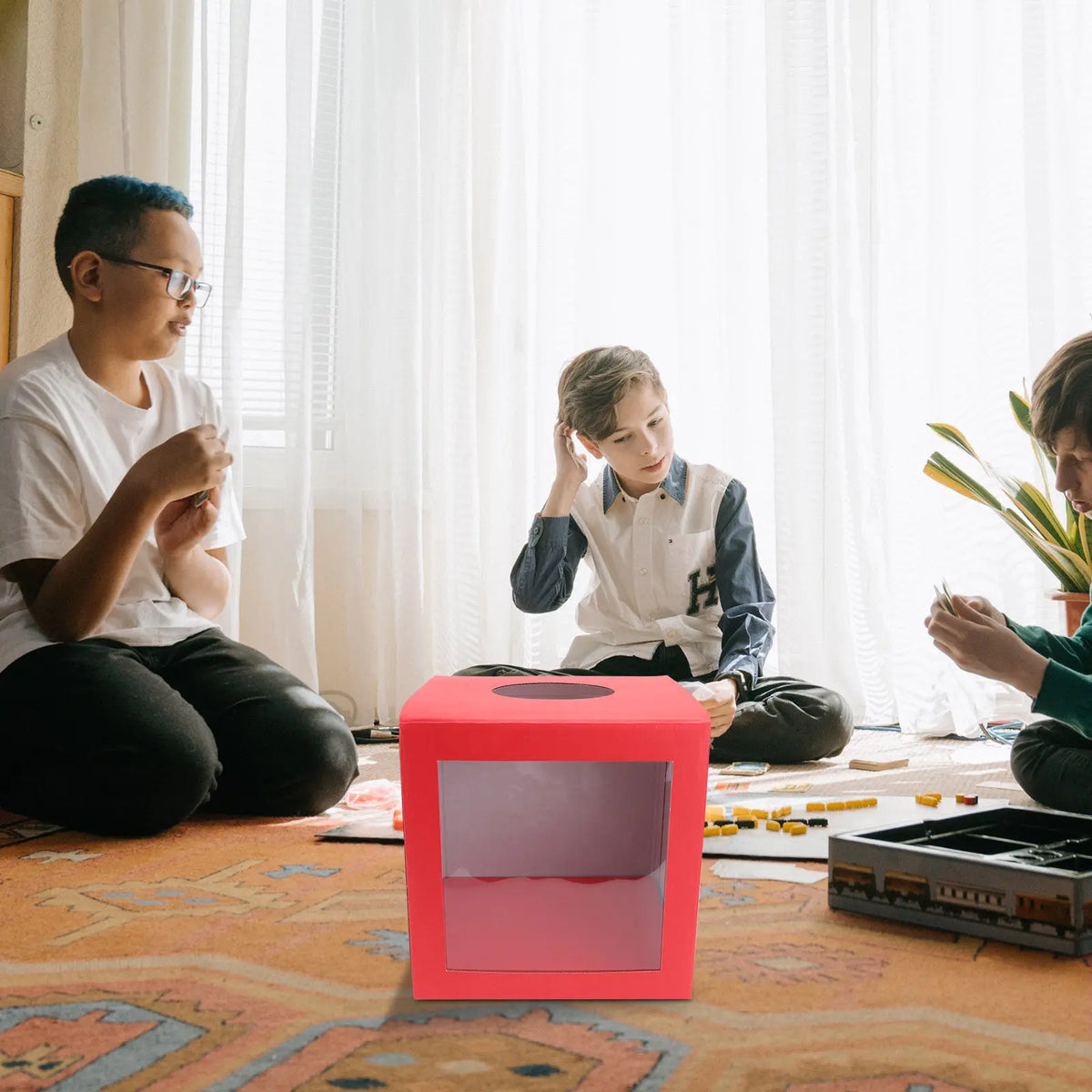 Red Paper Lottery Draw Box – Reusable Raffle Box for Events Raffle Draw Box PLUSH