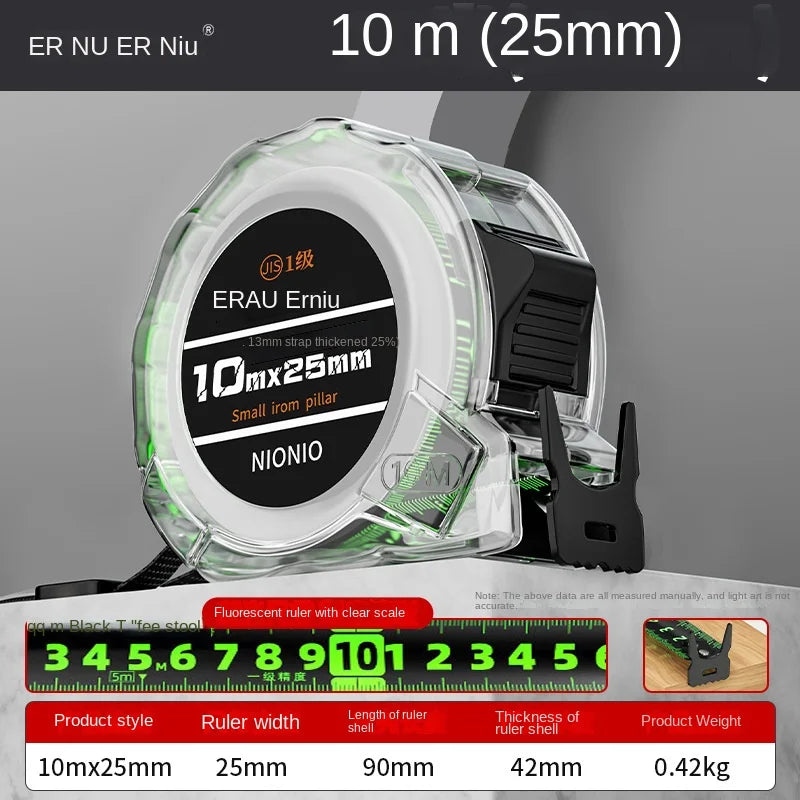 Fluorescent Tape Measure Double-Sided Scale 3/5/7/10m Tape Measure PLUSH 25mm-10M