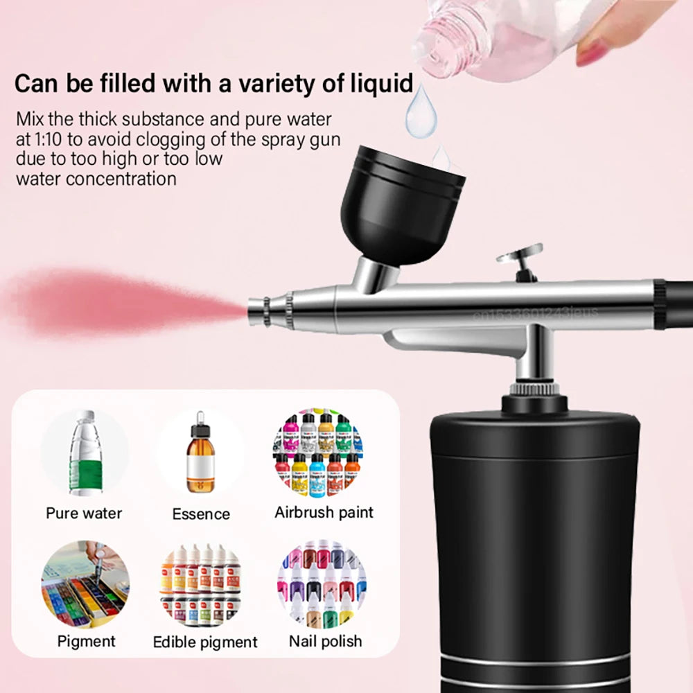 Wireless Airbrush Kit with Compressor – 0.3mm Mini Spray Gun Airbrush Spray Kit PLUSH