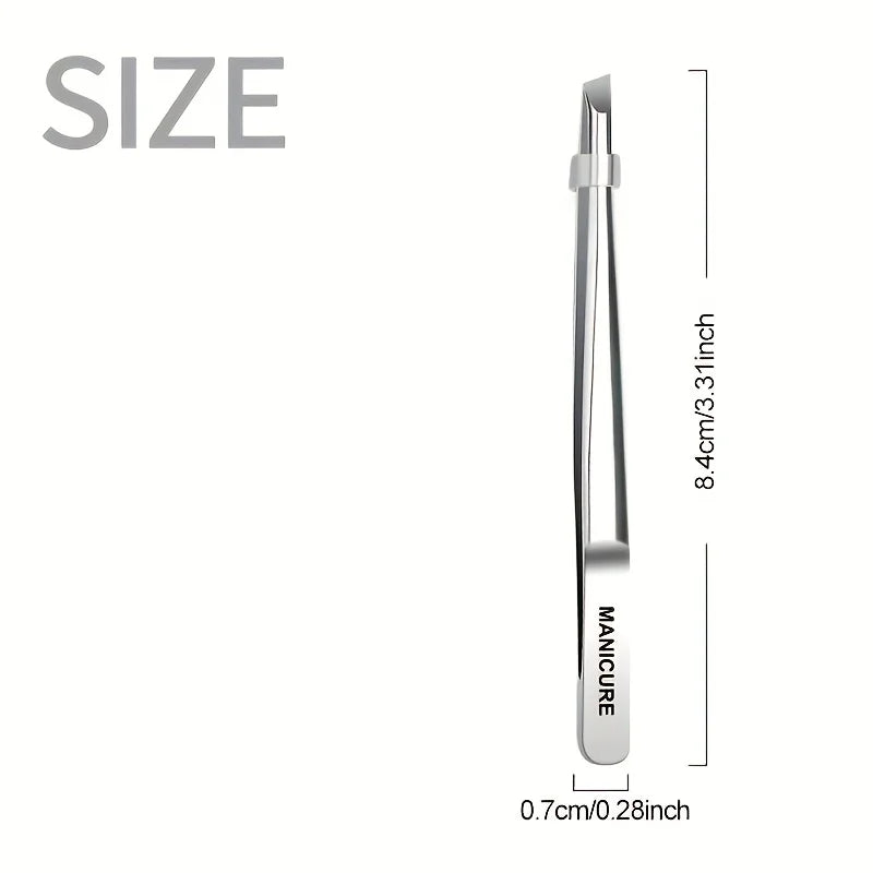 Stainless Steel Slant Tweezers – Precision Eyebrow & Lash Tool Precision Tweezers PLUSH
