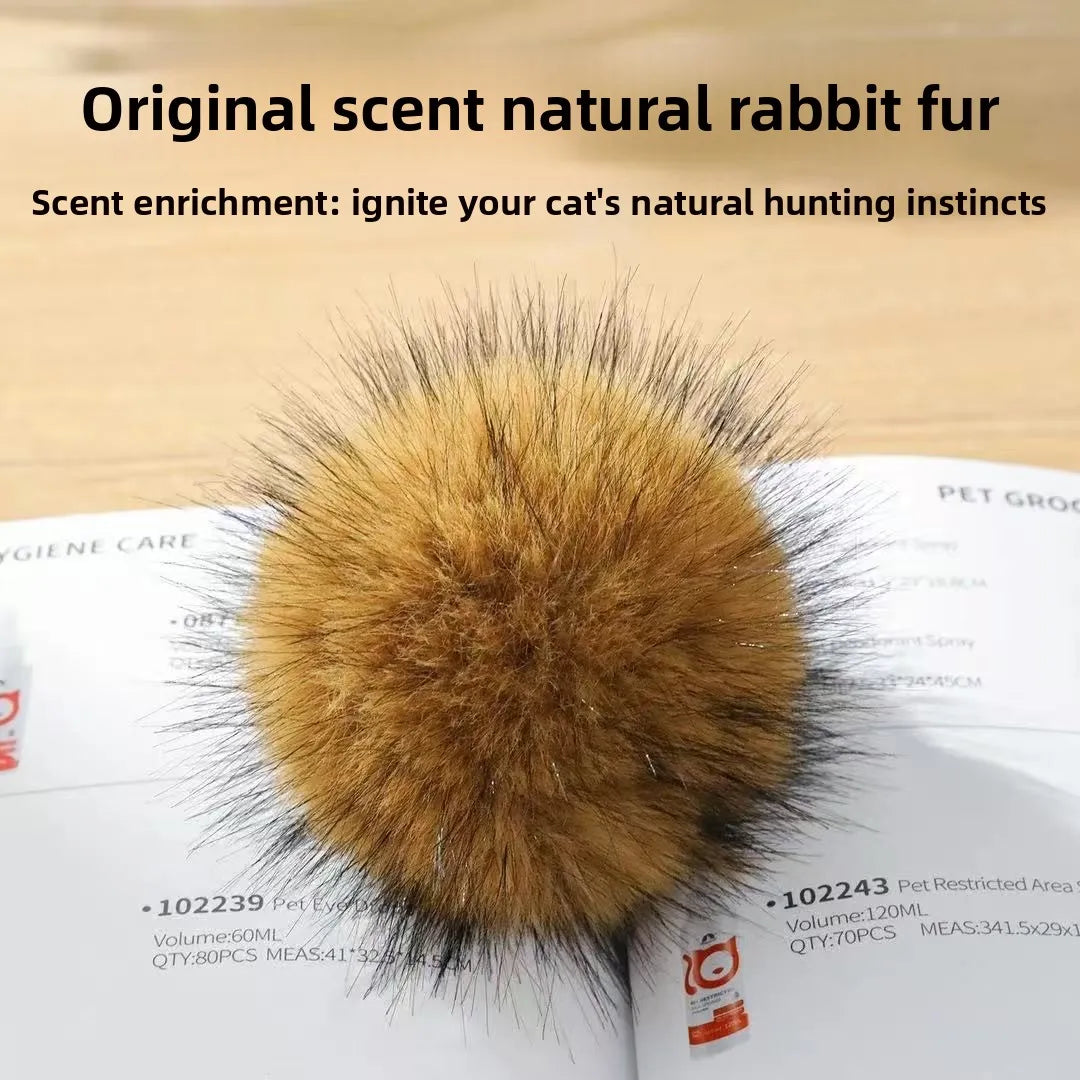Rabbit Fur Cat Toy Ball – Silent Interactive Indoor Cat Toy Cat Toy Ball PLUSH